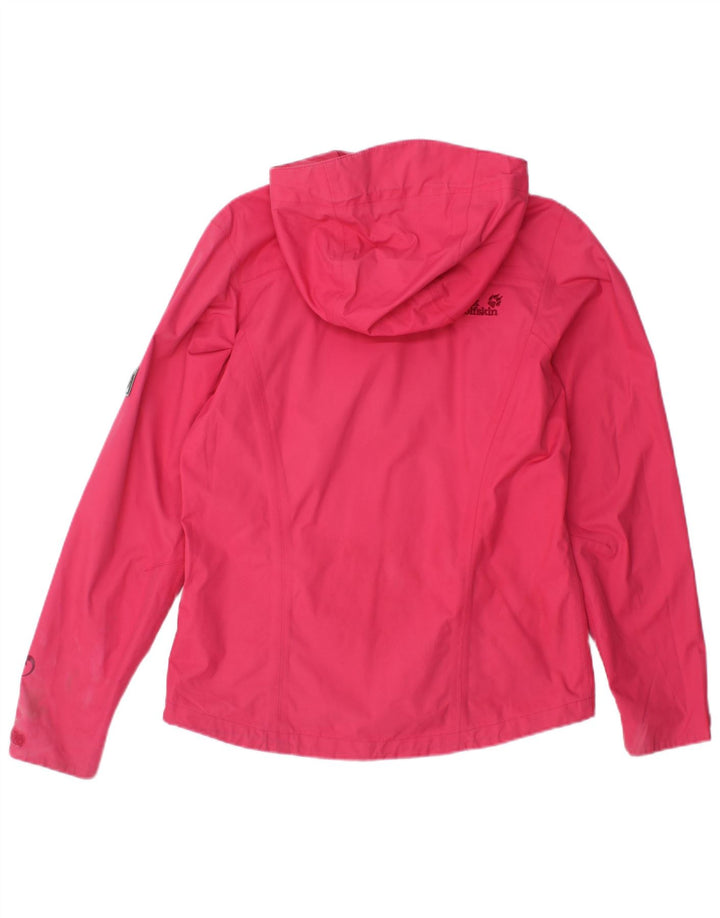Damska kurtka przeciwdeszczowa z kapturem JACK WOLFSKIN UK 10, mała, różowa, poliamid