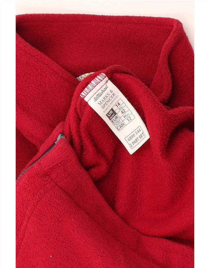 Marks & Spencer Damska kurtka polarowa oversize UK 14, duża, czerwona, poliestrowa