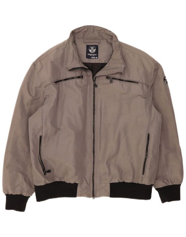 Męska kurtka bomber North Sails UK 44 2XL Szary poliester z blokami kolorów