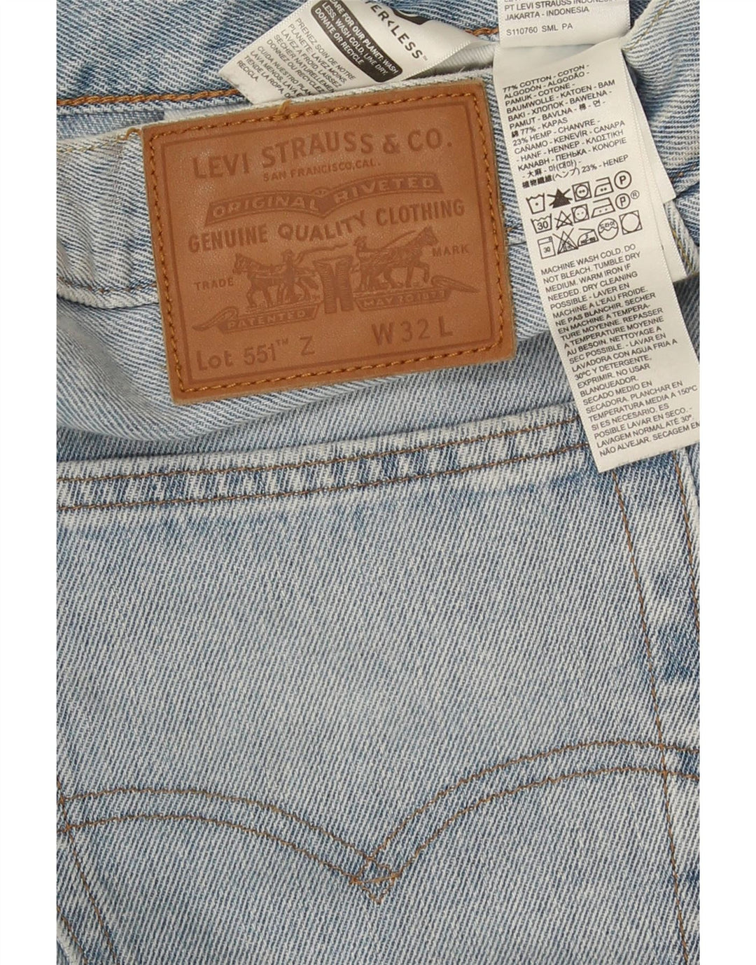 Męskie jeansy Levi's 551 Straight W32 L28 Niebieskie bawełniane