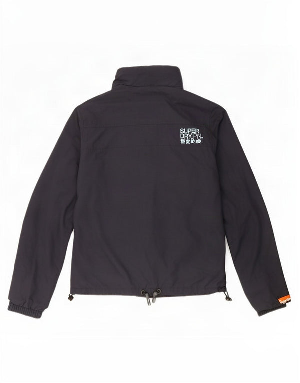 Damska kurtka przeciwdeszczowa Superdry UK 14, duża, granatowa, nylonowa
