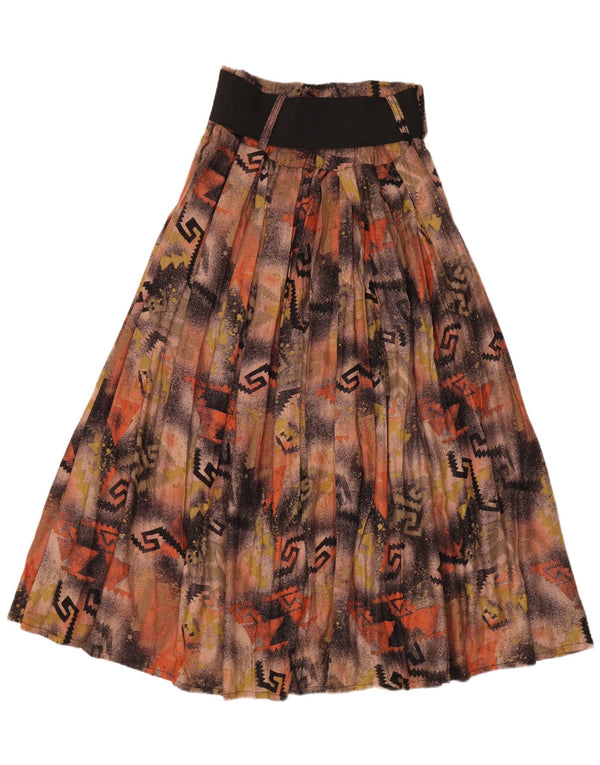 Vintage damska spódnica Maxi z wysokim stanem, rozkloszowana W28, średni brązowy patchwork