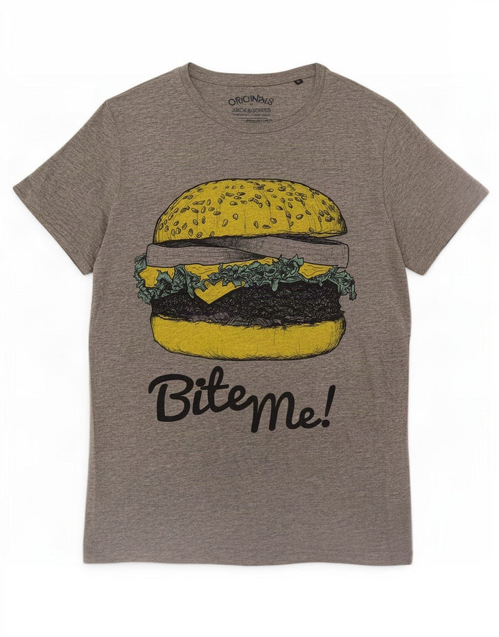 Męski T-shirt z grafiką Jack & Jones, średnioszary, bawełniany