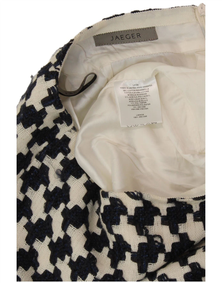 JAEGER Damska spódnica ołówkowa UK 8 Small W27 Czarna bawełna w pepitkę