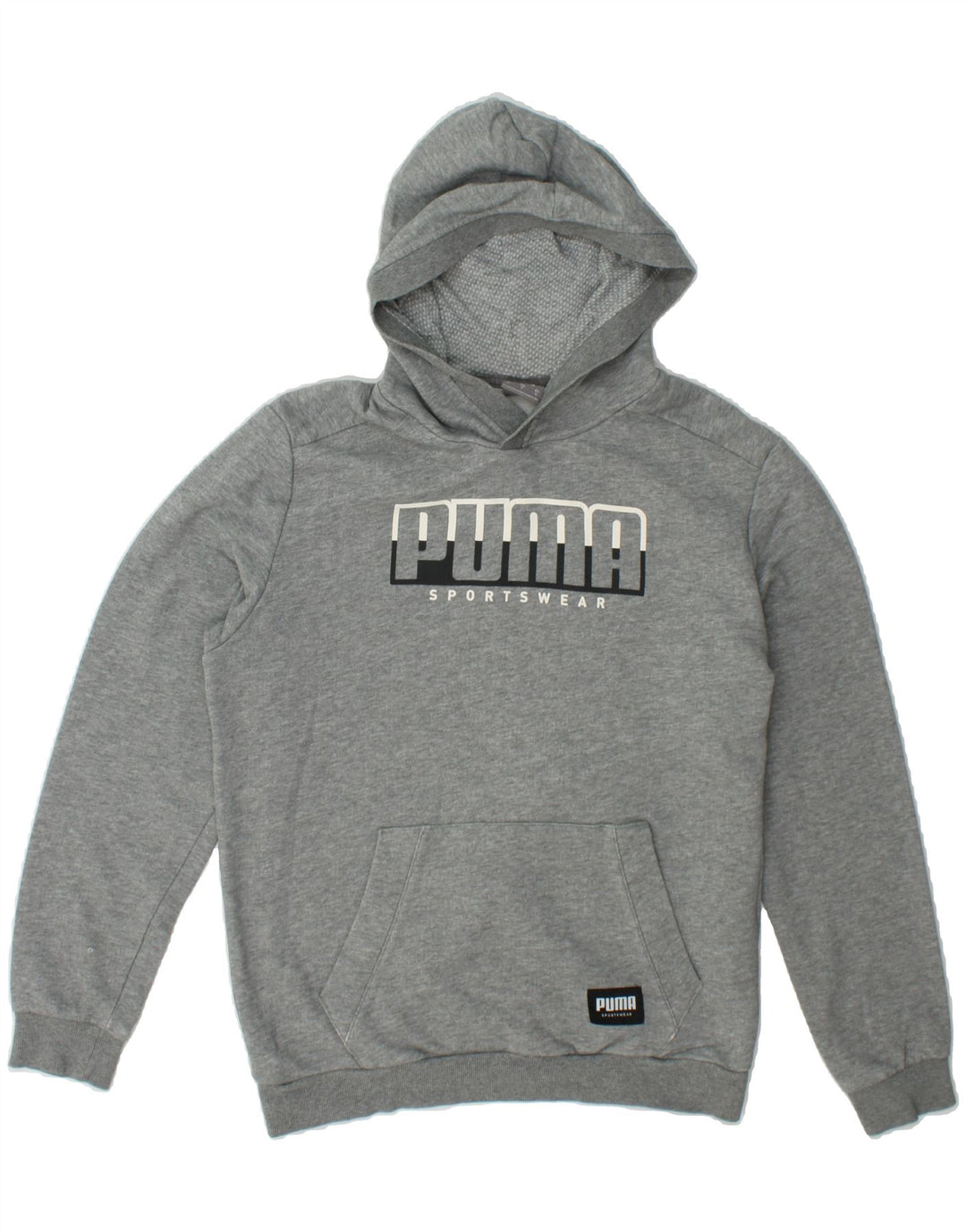 PUMA Mens Graphic Hoodie Jumper Small Grey Cotton Vintage Puma and Second-Hand Puma from Messina Hembry 