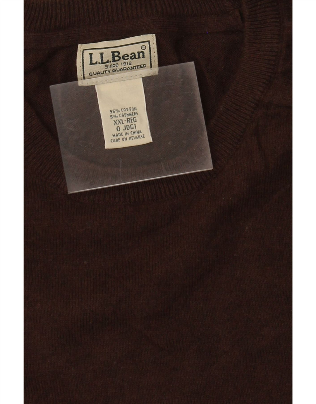 Męski sweter z okrągłym dekoltem L.L.Bean 2XL, brązowa bawełna