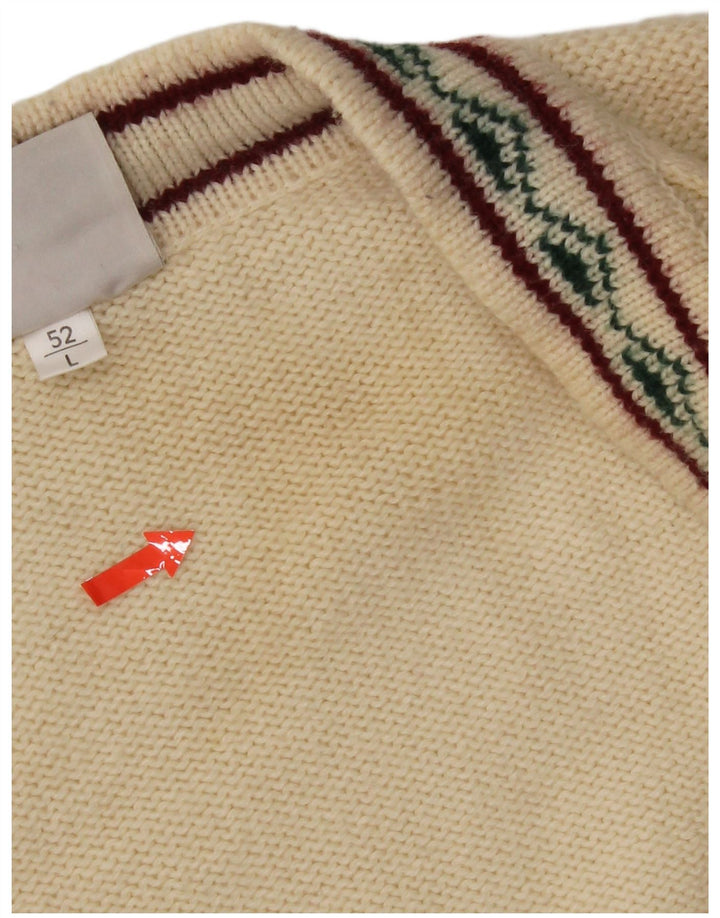Vintage męski sweter kardigan IT 52 duża beżowa wełna