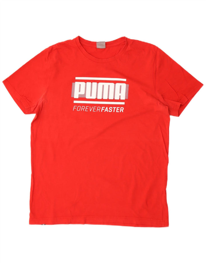 Męski T-shirt z grafiką Puma, duży, czerwony, bawełniany