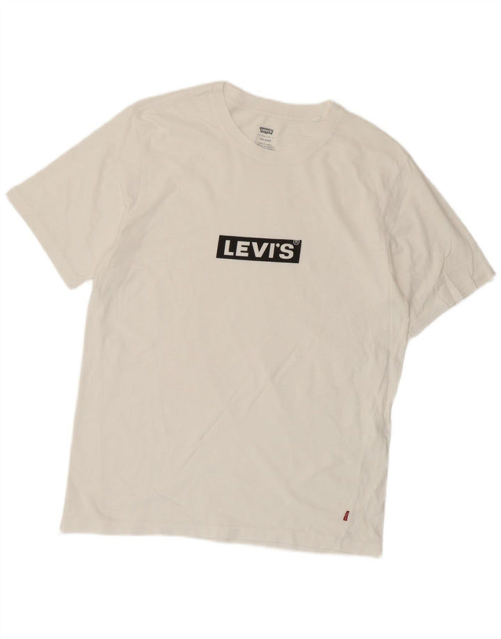 Męski T-shirt z grafiką Levi's o swobodnym kroju, mały, biały