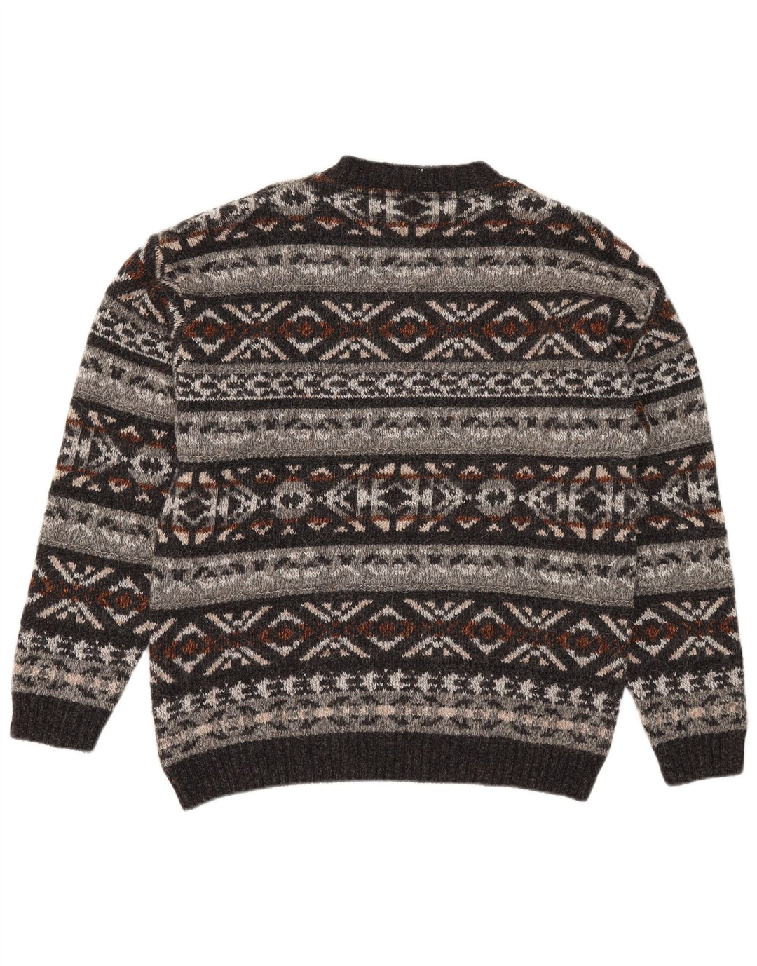 Vintage męski sweter z okrągłym dekoltem, średni, wielokolorowy Fair Isle