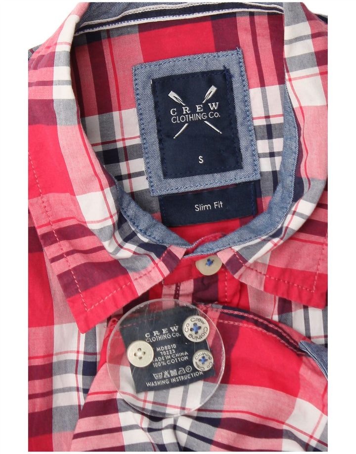 Crew Clothing Męska koszula o dopasowanym kroju, mała, bawełniana w czerwoną kratę