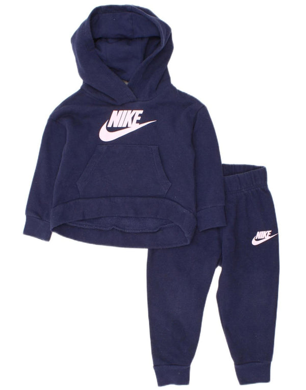 Dres dziecięcy Nike dla dziewczynki z grafiką, pełnym kapturem, 9-12 miesięcy, granatowy, bawełniany