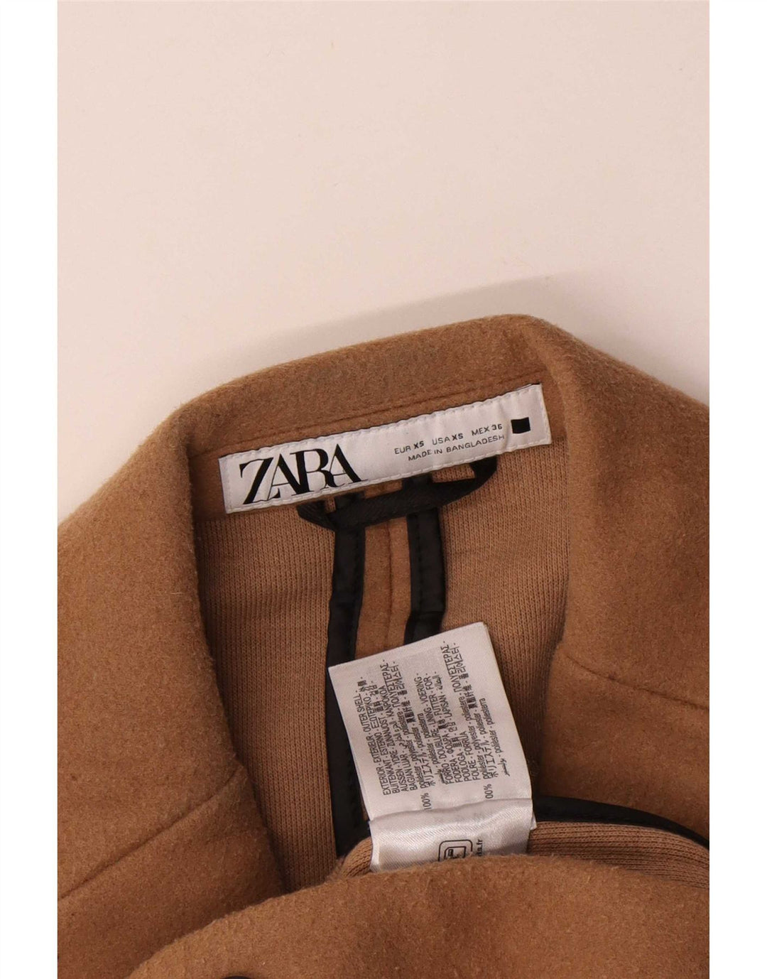 Męski płaszcz oversize Zara UK 34 XS, beżowy poliester