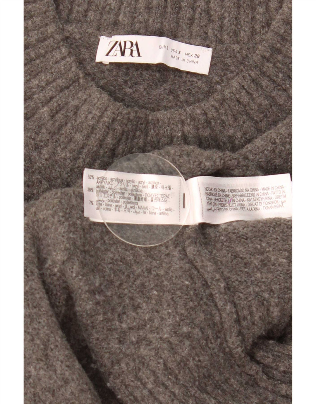 Damski sweter Zara Crop Oversize z okrągłym dekoltem UK 10 Small Grey