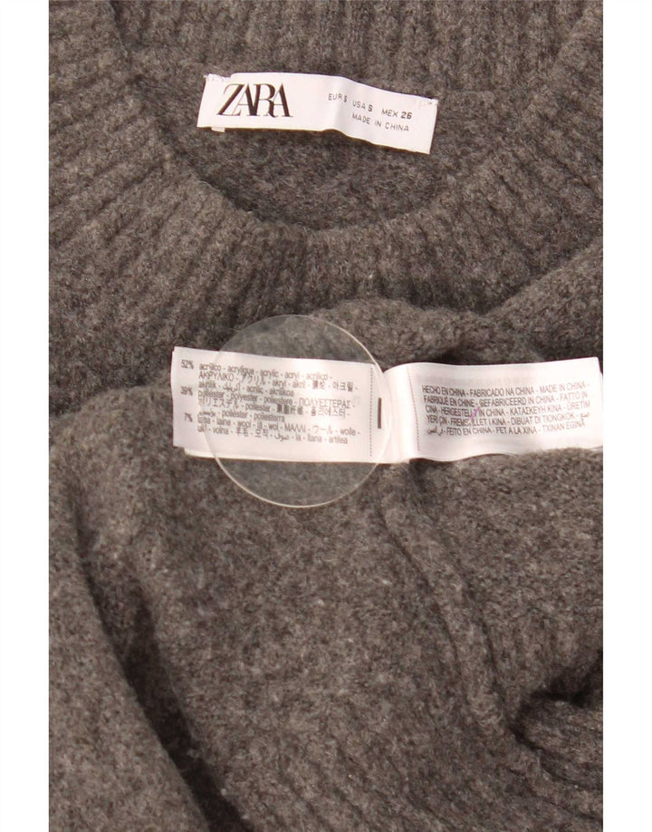 Damski sweter Zara Crop Oversize z okrągłym dekoltem UK 10 Small Grey