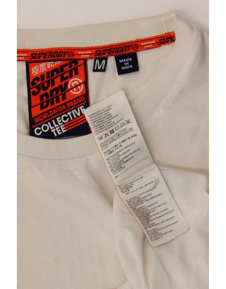 SUPERDRY Męski T-shirt Top Średniej Białej Bawełny