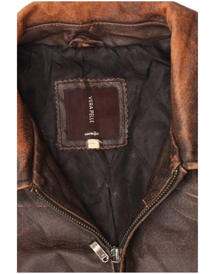 Conbipel Męska skórzana kurtka IT 52 XL Brązowa skóra