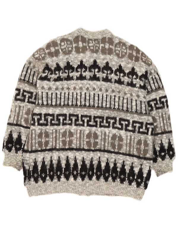 Sweter damski w stylu vintage, UK 20 2XL, szary, geometryczny