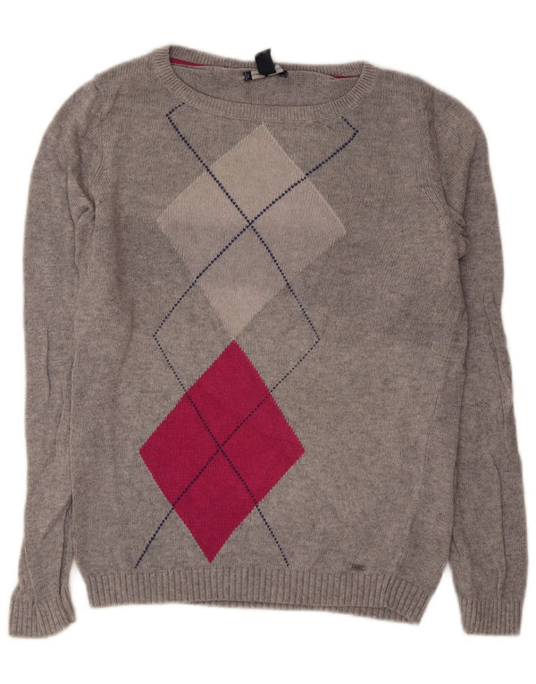 Tommy Hilfiger Womens Boat Neck Jumper Sweater UK 14 Medium Grey