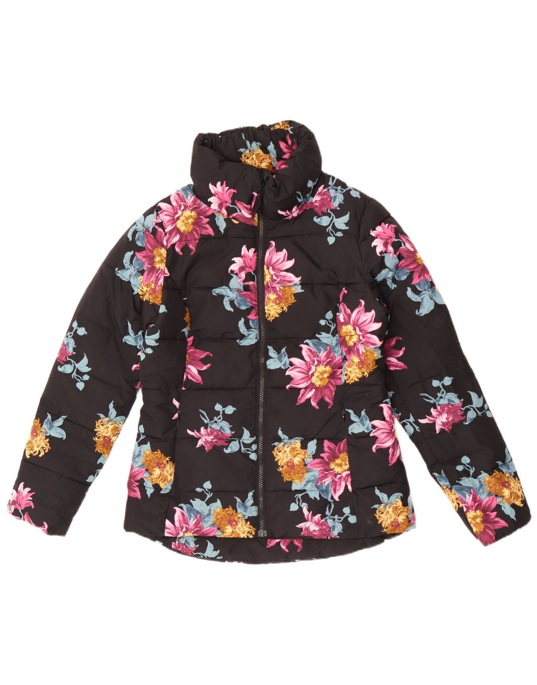 Damska kurtka oversize Joules UK 10, mała, czarna, z poliestru w kwiaty