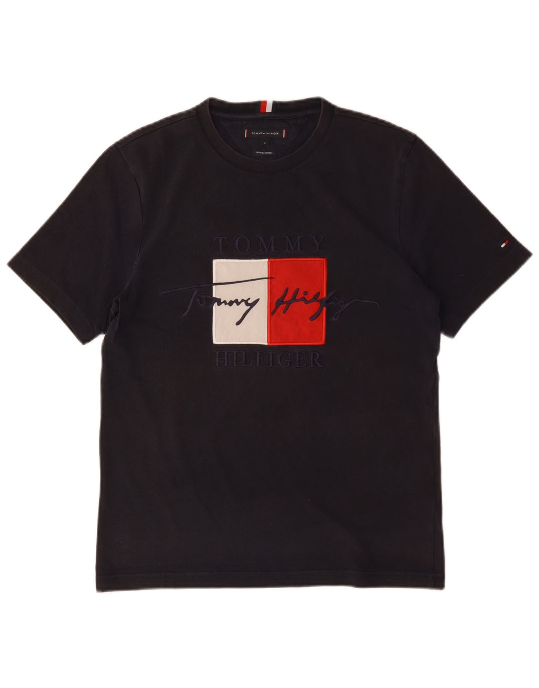 Męski T-shirt TOMMY HILFIGER z grafiką, mały, granatowy, bawełniany