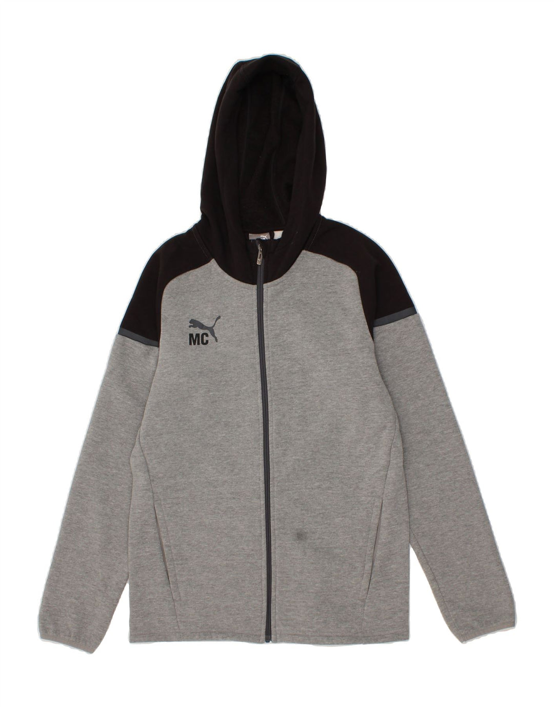 PUMA Mens Zip Hoodie Sweater Small Grey Colourblock Cotton Vintage Puma and Second-Hand Puma from Messina Hembry 