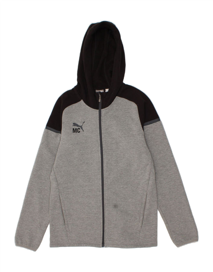 PUMA Mens Zip Hoodie Sweater Small Grey Colourblock Cotton Vintage Puma and Second-Hand Puma from Messina Hembry 