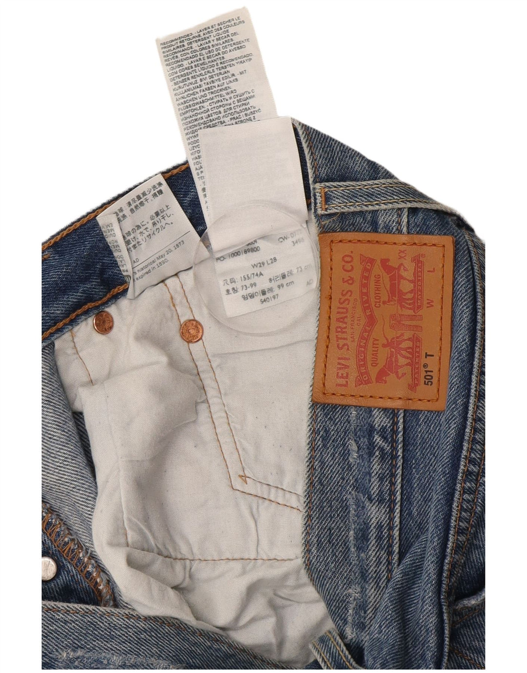 Damskie jeansy Levi's 501 w trudnej sytuacji W29 L28 Niebieskie bawełniane
