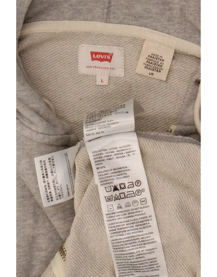 Męski sweter z kapturem i zamkiem błyskawicznym Levi's, duży, szary, z bawełny w plamki