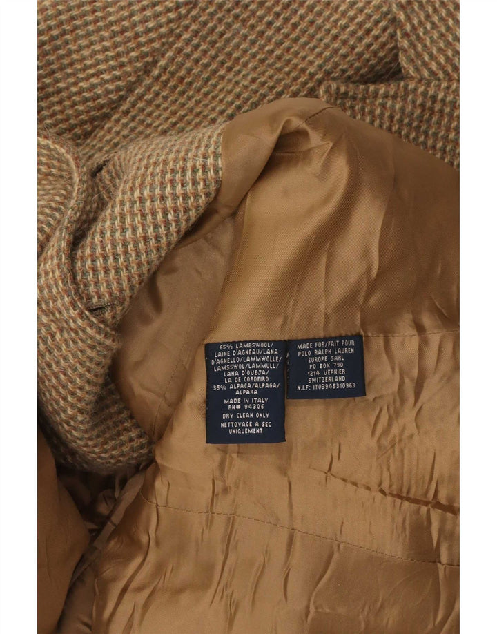 Damska marynarka zapinana na 3 guziki Ralph Lauren US 10 w dużą brązową kratkę