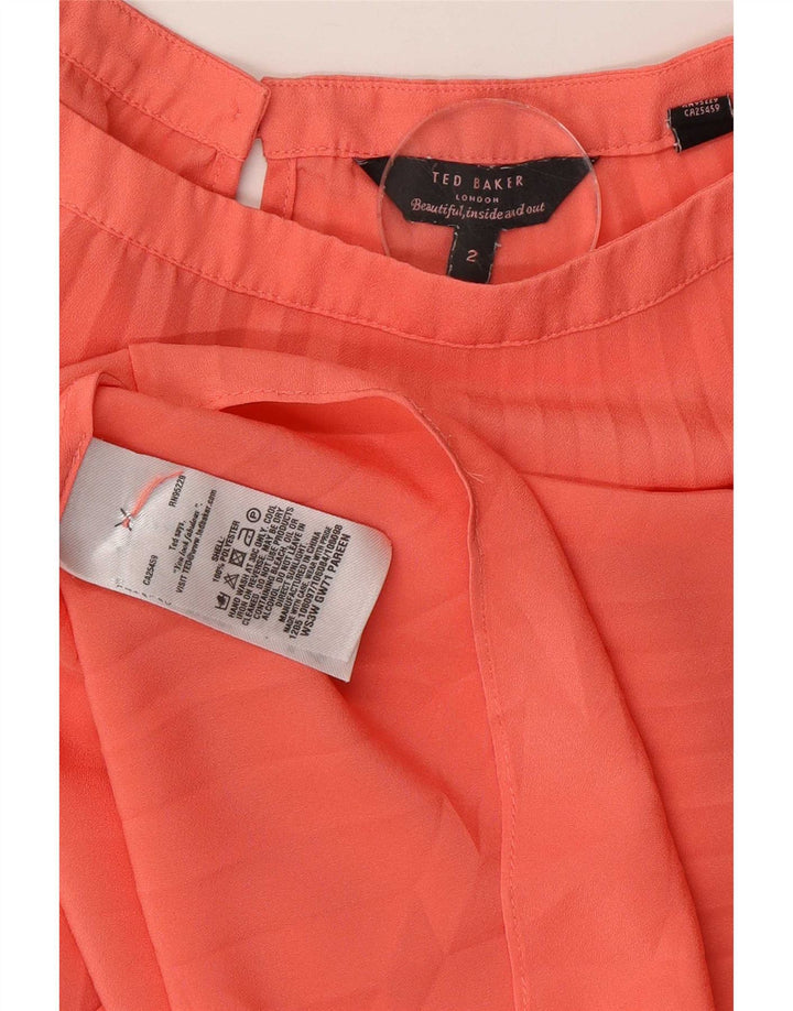 Damska bluzka oversize Ted Baker, rozmiar 2, małe, różowe paski, poliester