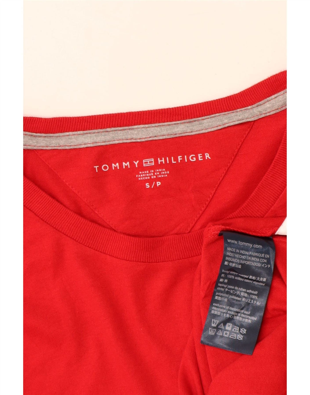 Męski top graficzny Tommy Hilfiger z długim rękawem, mały, czerwony, bawełniany