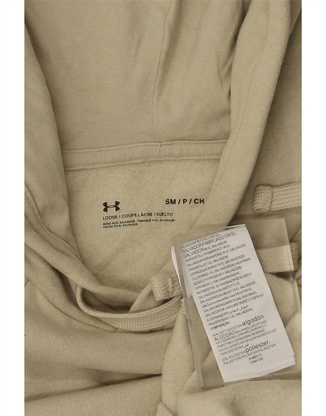 Męski sweter z kapturem Under Armour, mały, beżowy, bawełniany