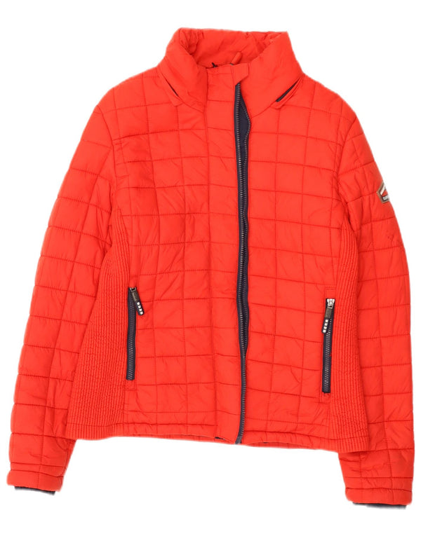 Damska wyściełana kurtka Superdry UK 14, duża, czerwona nylonowa