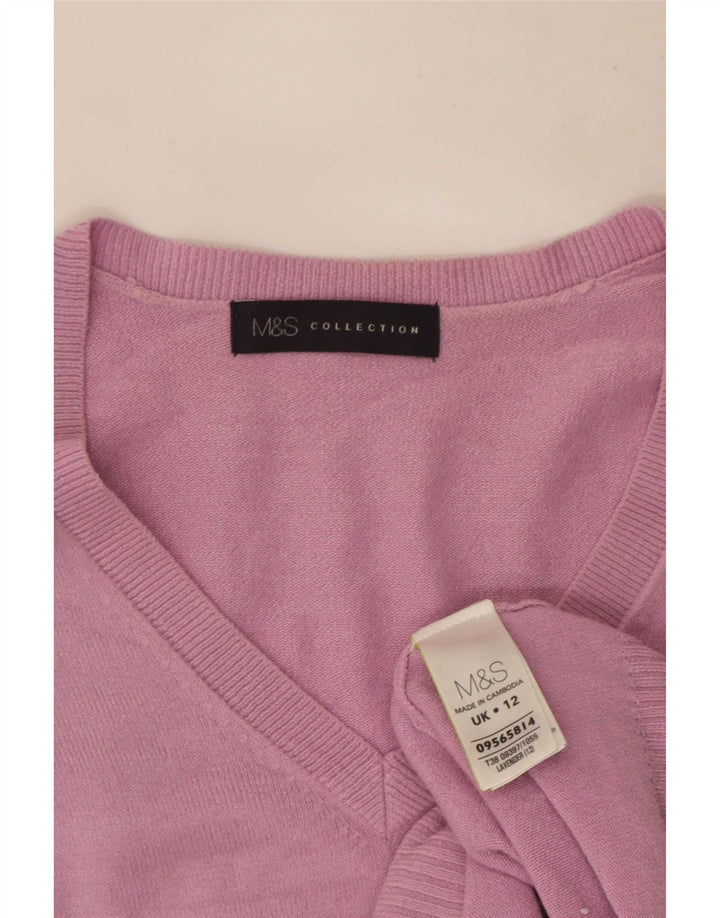 Marks & Spencer Damski sweter z dekoltem w kształcie litery V, UK 12, średni fiolet, akryl