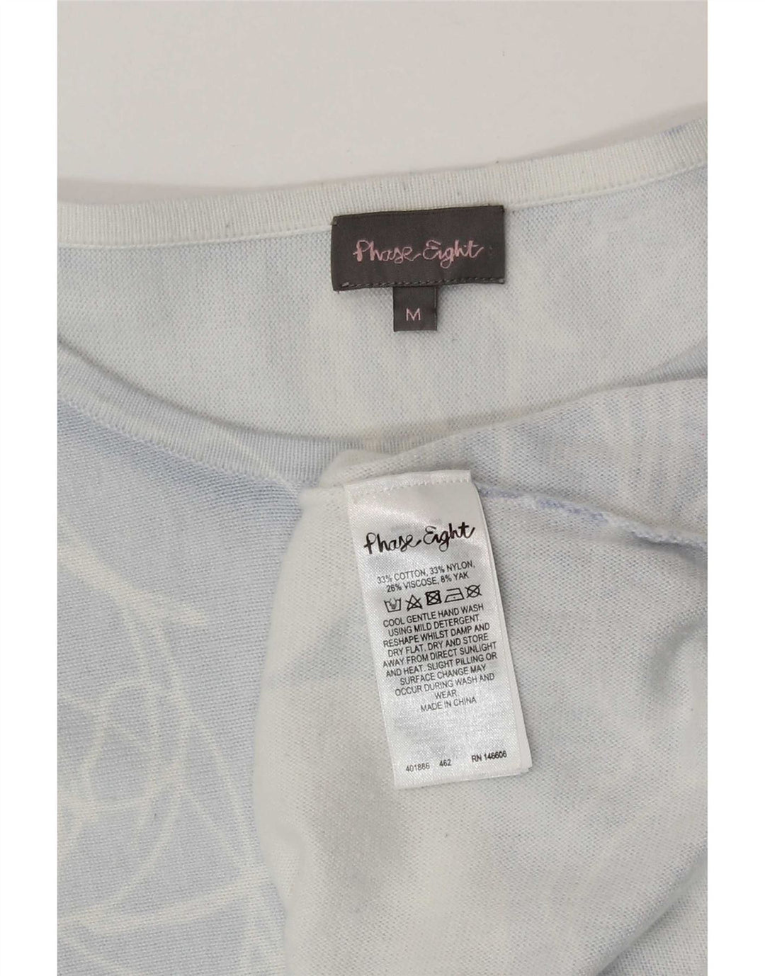 Damski top z rękawem 3/4 Phase Eight, UK 12, średni niebieski, bawełna w kwiaty
