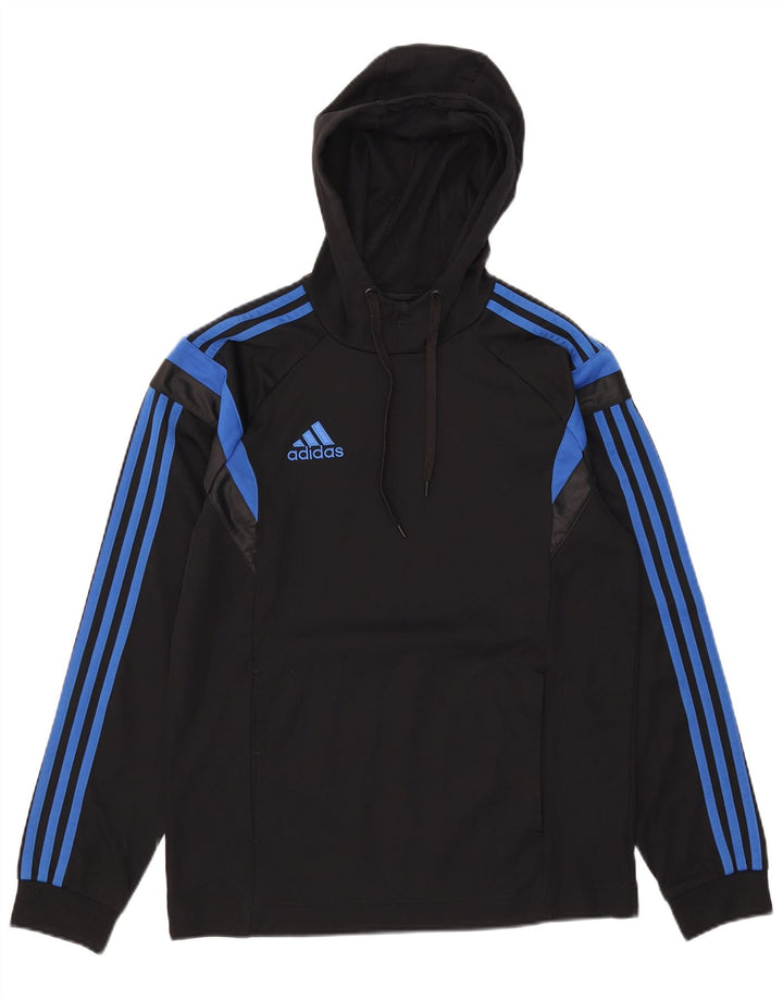 Męska bluza z kapturem Adidas, mała, czarna, z blokami kolorów, poliester