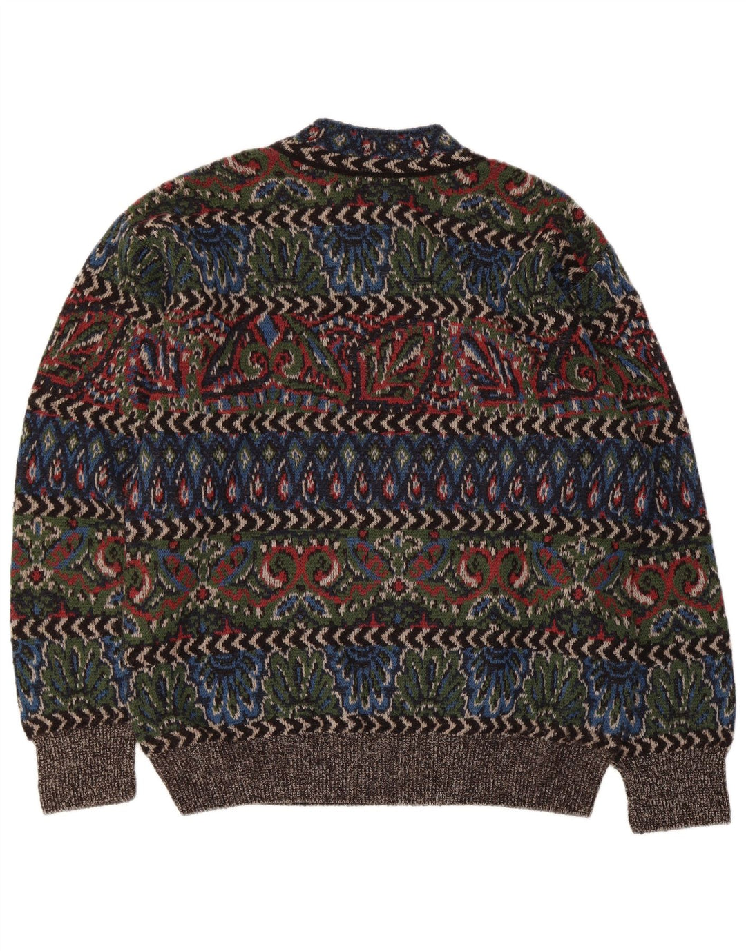 Vintage męski sweter z golfem, duży, wielokolorowy, geometryczny wełniany
