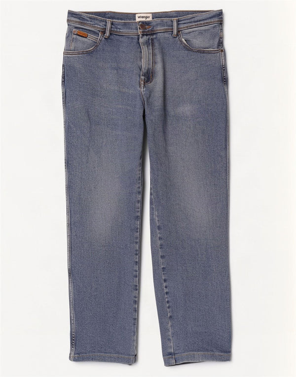 Wrangler Mens Straight Jeans W36 L32 Blue Cotton