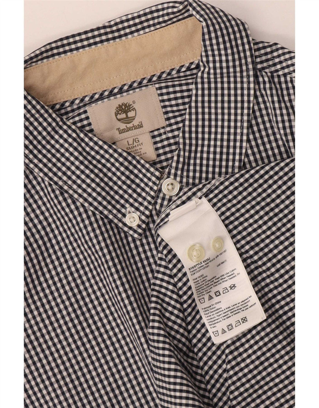 Koszula męska Timberland Slim Fit, duża, granatowa, bawełniana w kratkę