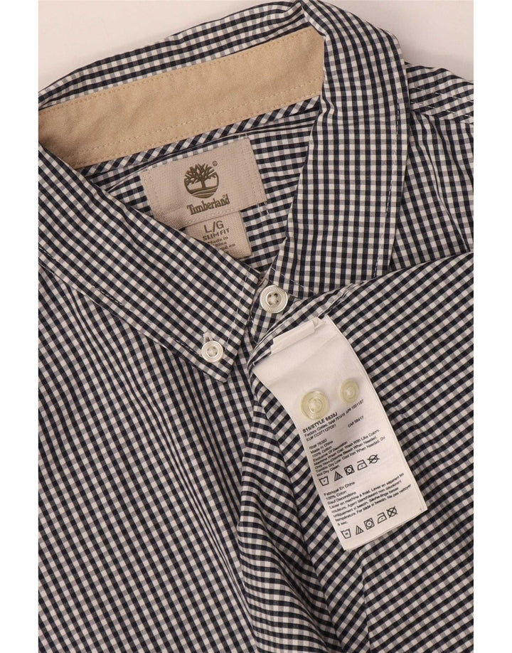 Koszula męska Timberland Slim Fit, duża, granatowa, bawełniana w kratkę