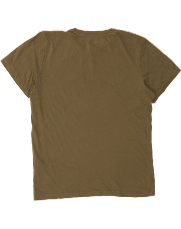 JACK & JONES Mens Graphic T-Shirt Top Medium Khaki Cotton Vintage Jack & Jones and Second-Hand Jack & Jones from Messina Hembry 