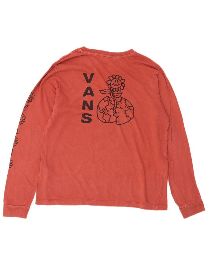Męski top z grafiką Vans z długim rękawem, duży, czerwony, bawełniany