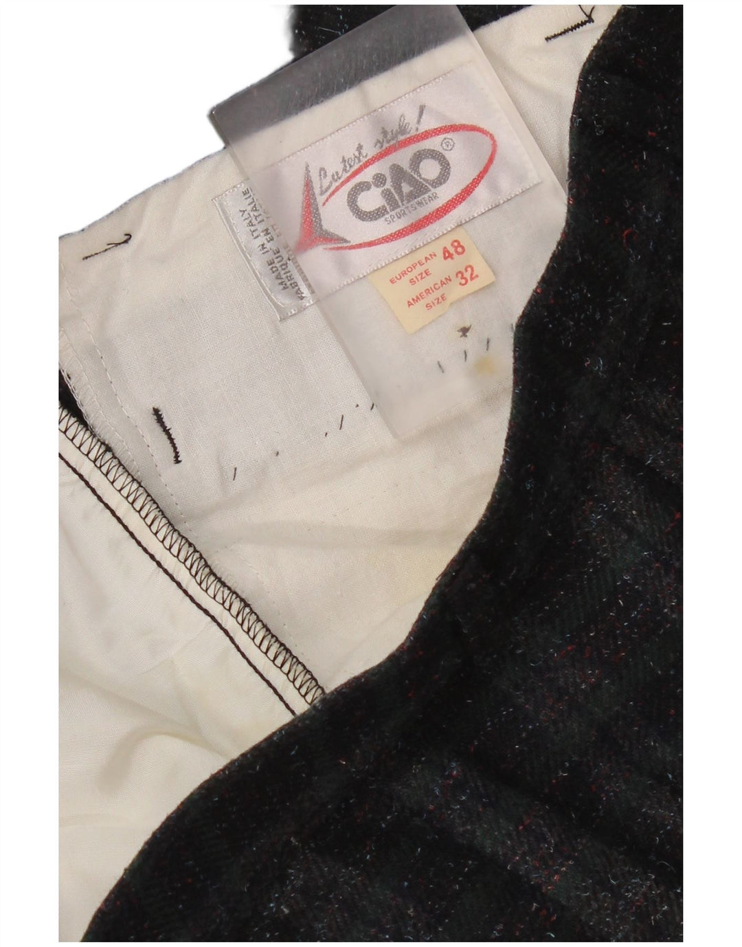 Męskie proste spodnie codzienne Ciao IT 48 Medium W32 L33 Zielona krata