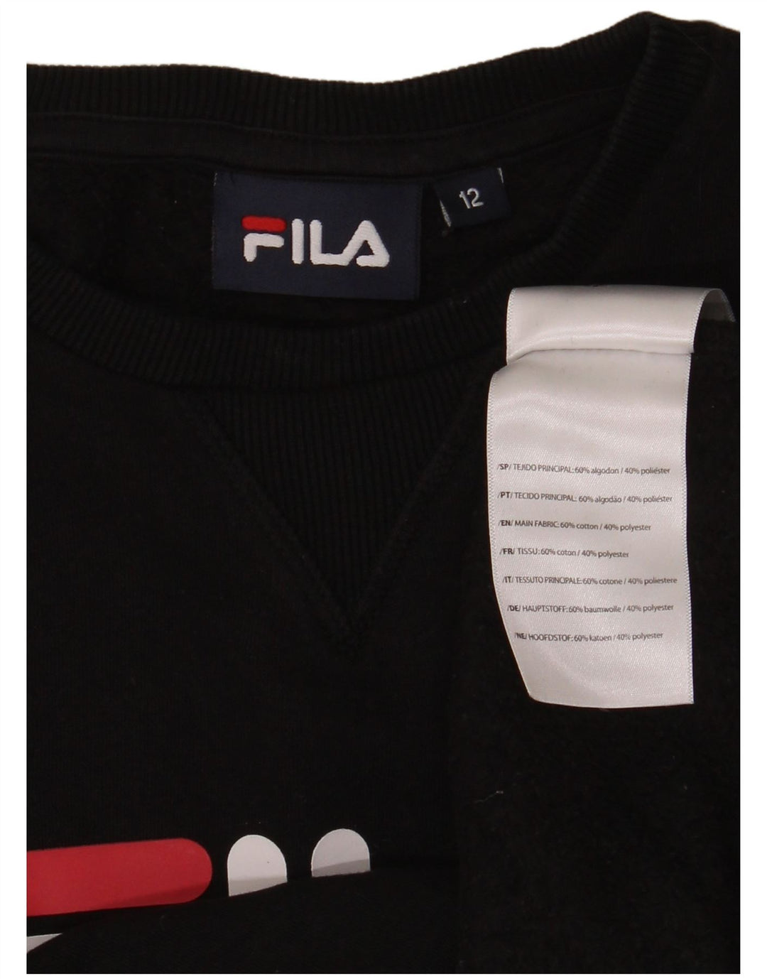 Bluza chłopięca Fila z grafiką, 11-12 lat, czarna, bawełniana