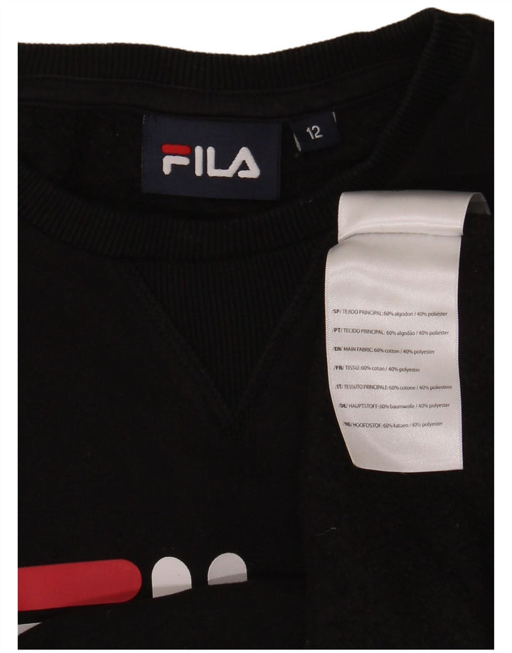 Bluza chłopięca Fila z grafiką, 11-12 lat, czarna, bawełniana