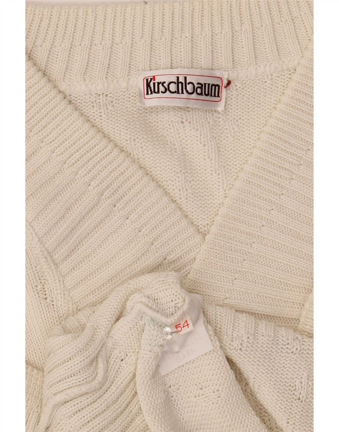 VINTAGE Mens Shawl Neck Jumper Sweater EU 54 XL White Vintage Vintage and Second-Hand Vintage from Messina Hembry 