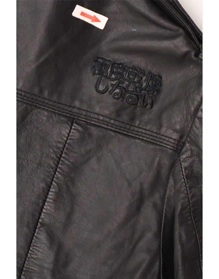 Damska kurtka wojskowa skórzana Superdry UK 10, mała czarna