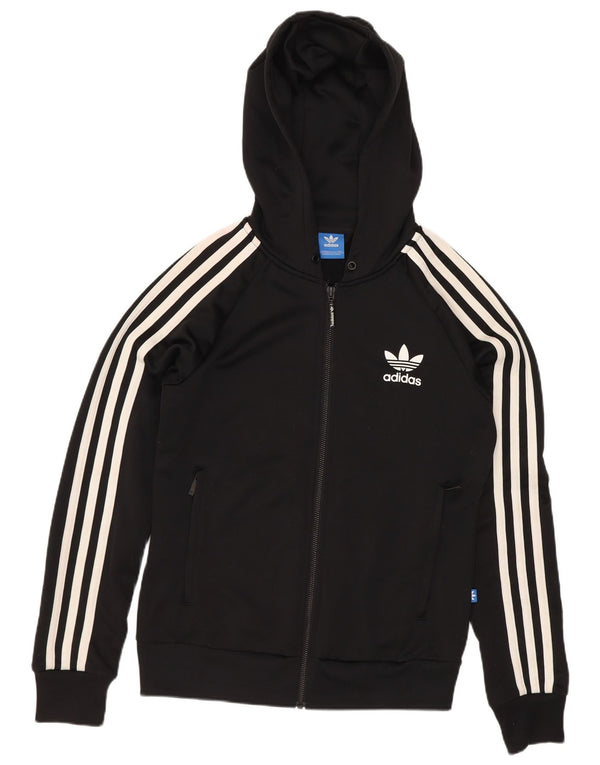 Damska bluza z kapturem i zamkiem błyskawicznym Adidas UK 8 Mały czarny poliester
