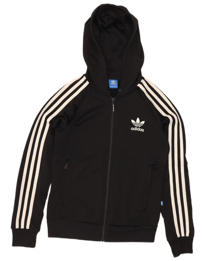 Damska bluza z kapturem i zamkiem błyskawicznym Adidas UK 8 Mały czarny poliester